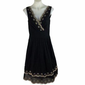 Ann Taylor Dress Black Gold Lace Sleeveless New